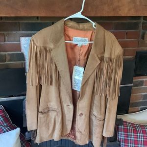 NWT Beautiful leather fringe jacket
